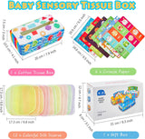 Baby Tissue Box Toys, Montessori Toy for Babies 6-12 Months Sensory Toys Magic Tissue Box with Crinkle Scarves Educational High Contrast Toys for Kids Toddlers Early Learning Gift