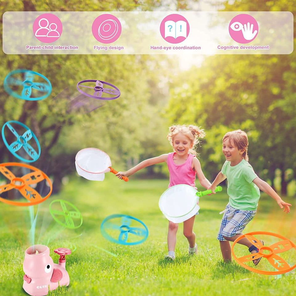 Outdoor Toys for 3+ Year Old Children: Elephant Butterfly Catching Game - Stomp Flying Disc Launcher , Outside Toys Kids Ages 4-8 Yard Games - Summer Toy 3 4 5 6 7 8 Boys Girl Birthday Fun Gifts Idea