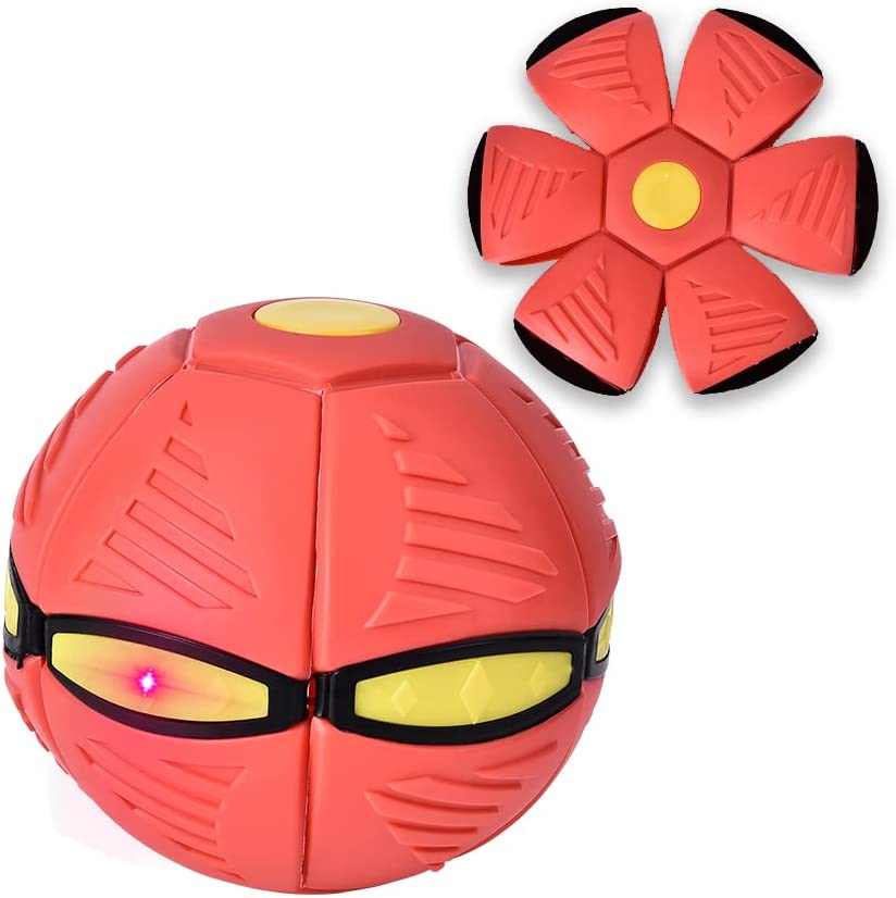 Magic Deformable & Decompression LED Flashing Lights Flying Saucer Ball Parent-Child Toy, UFO Toy Flying Ball with LED Lights for Boys and Girls, Games Phlat Ball