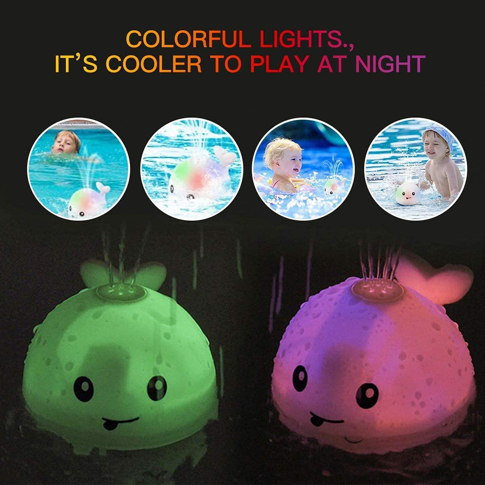 Baby Bath Toys, Light Up Baby Pool Toy with LED Light Whale Spray Water Toy for Toddlers Kids, Induction Sprinkler Bathtub Toys Bathroom Shower Swimming Pool Outdoor Water Toy