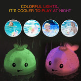 Baby Bath Toys, Light Up Baby Pool Toy with LED Light Whale Spray Water Toy for Toddlers Kids, Induction Sprinkler Bathtub Toys Bathroom Shower Swimming Pool Outdoor Water Toy
