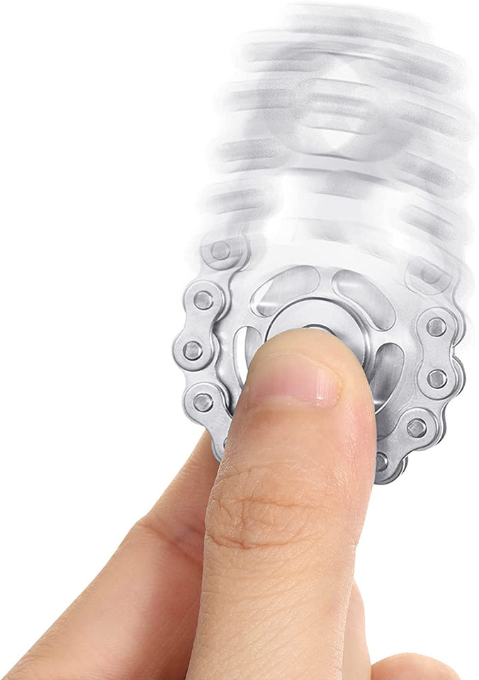 Sprockets Chain Fidget Toys Metal Sensory Bike Chain Gears Fidgets Spinner for Adults EDC Novelty Toy Pack Pocket Size for Anxiety Relieve Boredom ADHD Autism (Gun-Metal Plating Sprockets)