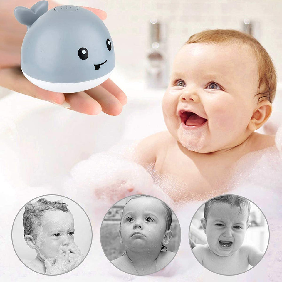 Baby Bath Toys, Light Up Baby Pool Toy with LED Light Whale Spray Water Toy for Toddlers Kids, Induction Sprinkler Bathtub Toys Bathroom Shower Swimming Pool Outdoor Water Toy
