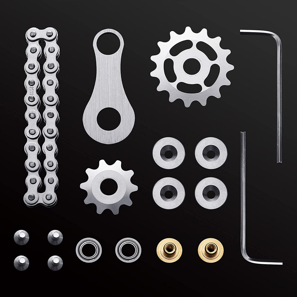 Sprockets Chain Fidget Toys Metal Sensory Bike Chain Gears Fidgets Spinner for Adults EDC Novelty Toy Pack Pocket Size for Anxiety Relieve Boredom ADHD Autism (Gun-Metal Plating Sprockets)