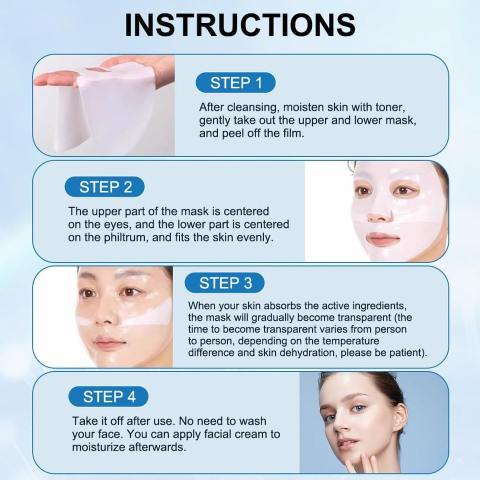 Collagen Mask,Anti Wrinkle Mask,  Bio Collagen Face Mask, Bio-Collagen Deep Mask, Face Mask Pure Collagen Films Korean Deep Hydrating Firming Overnight Hydrogel Mask