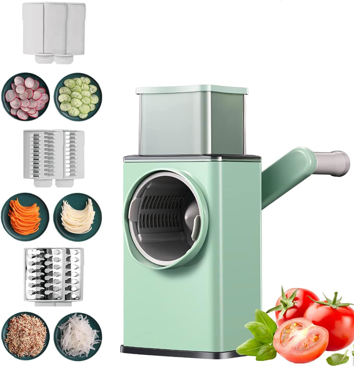 Rotary Cheese Grater With Handle Self-contained Roller Blade Reusable  Stainless Steel Rotary Cheese Grater Slicer