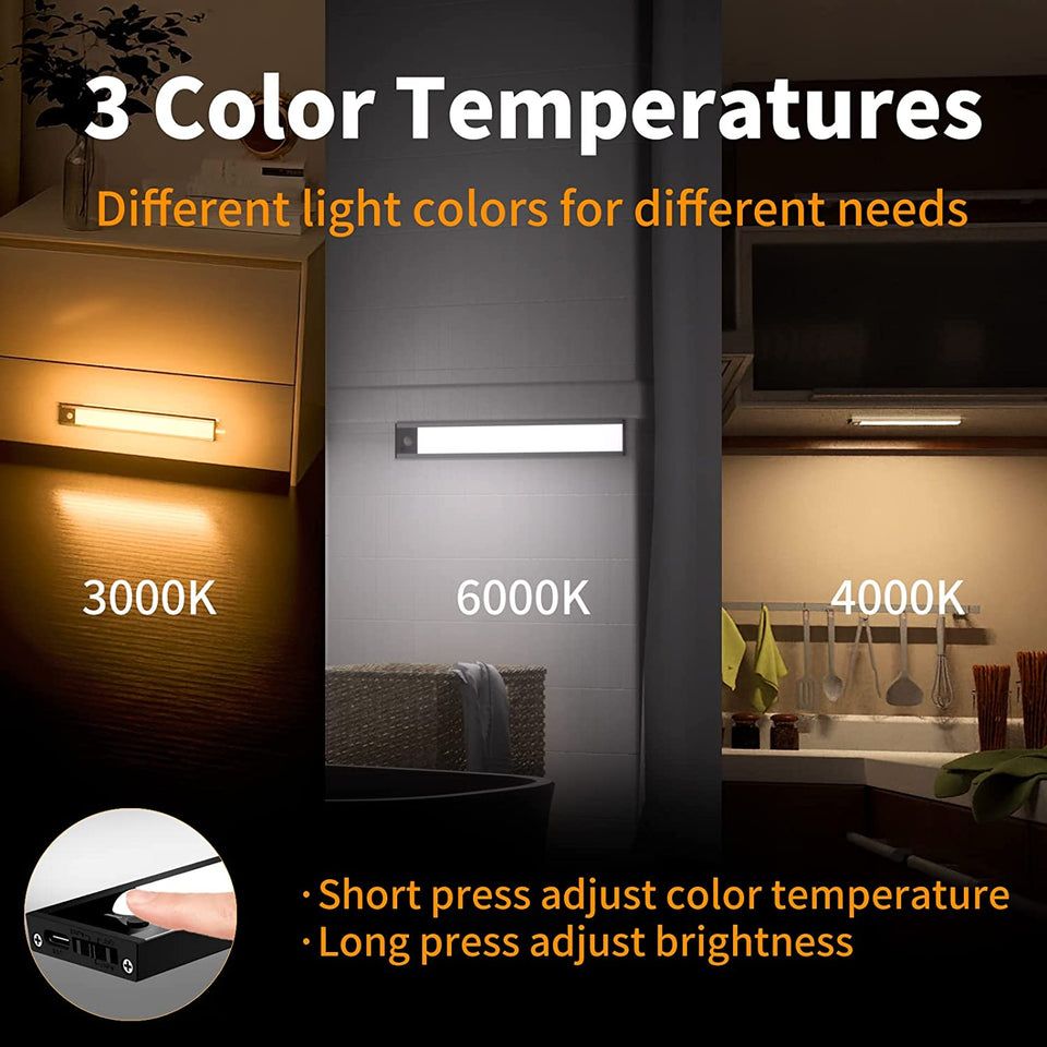 Under Counter Lights for Kitchen Motion Sensor, Under Cabinet Light for Kitchen, Dimmable Rechargeable 82 LED Motion Sensor Night Light for Bedroom,Wardrobe