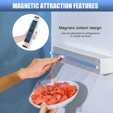 Plastic Wrap Dispenser with Slide Cutter, Reusable Cling Film Dispenser, Double Elastic Buckle Adjustable Length for Aluminum foil