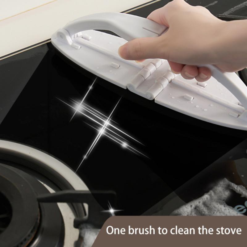 Kitchen Cleaning Brush Tool Easy To Foam Cleaning Brush Sponge Pot Foldable Range Hood Washing Brush Cooktop With Handle