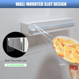 Plastic Wrap Dispenser with Slide Cutter, Reusable Cling Film Dispenser, Double Elastic Buckle Adjustable Length for Aluminum foil