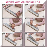 Plastic Wrap Dispenser with Slide Cutter, Reusable Cling Film Dispenser, Double Elastic Buckle Adjustable Length for Aluminum foil