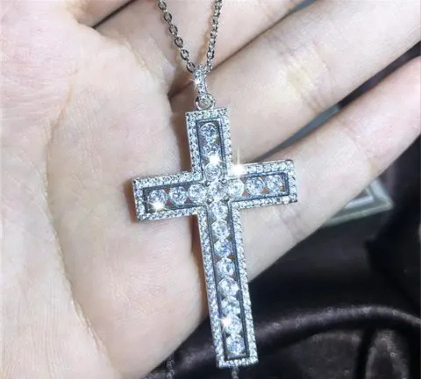 S925 Silver Cross Pendant Necklace