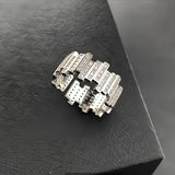 S925 Silver White Zirconium Irregular Band Ring
