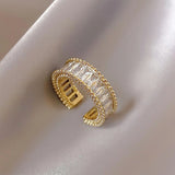Sparkling zirconia rainbow ring with index finger