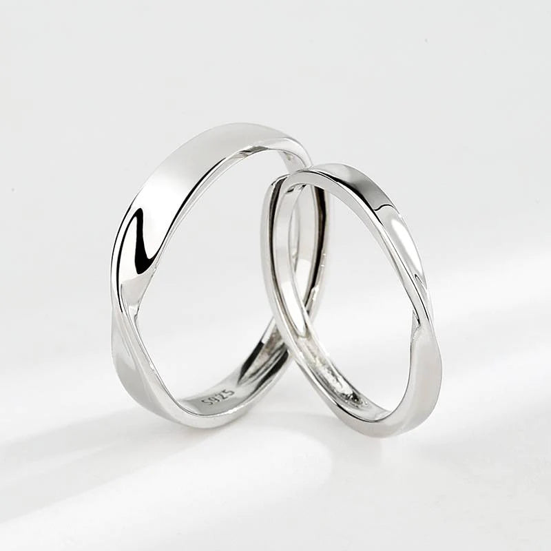 S925 Couple Ring Flexible Size Mobius Ring