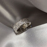 S925 Silver Ring Adjustable Ring White Zirconium