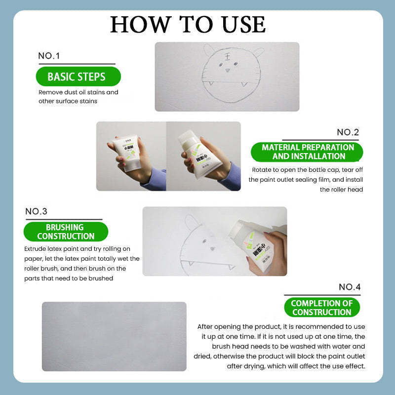 Small Rolling Brush Wall Latex Paint Wall Mending Agent Wall Repair Cream With Scraper Paint Valid Mouldproof Quick-Drying Patch