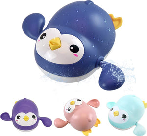 Baby Bath Toys, Wind up Penguin Bathtub Toys, Toddlers Swimming Floating Playing Set in Bathroom Beach Pool, Colourful Water Playset Gifts for Boys and Girls