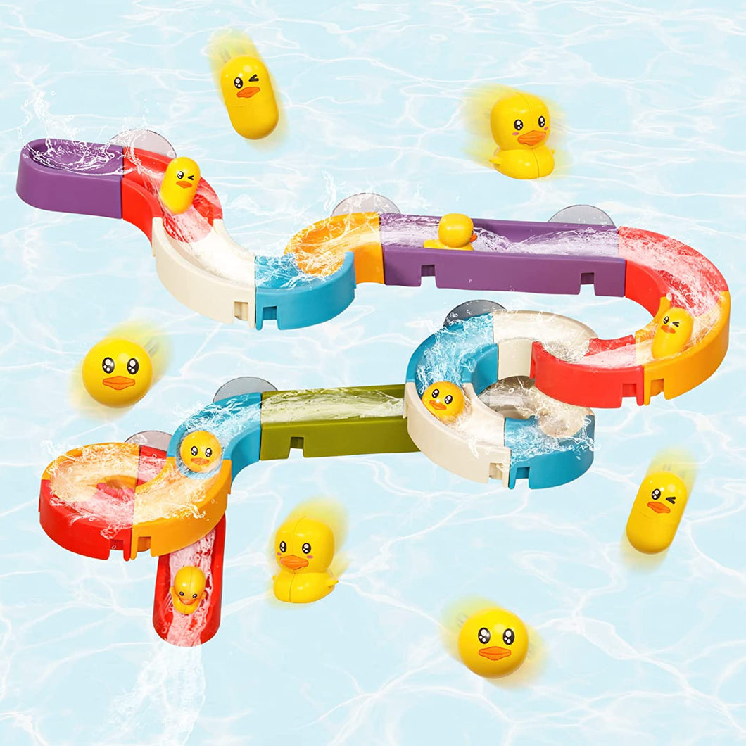 Duck Slide Bath Toys for Kids Ages 4-8, Wall Track Building Set 3+ Year Old, Fun DIY Kit Bathtub Time Birthday Gift for Toddler Boys & Girls