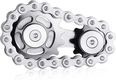 Sprockets Chain Fidget Toys Metal Sensory Bike Chain Gears Fidgets Spinner for Adults EDC Novelty Toy Pack Pocket Size for Anxiety Relieve Boredom ADHD Autism (Gun-Metal Plating Sprockets)