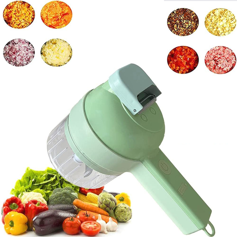 1 pc Electric Vegetable Cutter Set - 4 in 1 Portable, Rechargeable