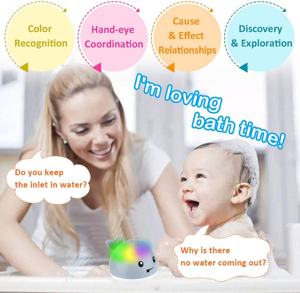 Baby Bath Toys, Light Up Baby Pool Toy with LED Light Whale Spray Water Toy for Toddlers Kids, Induction Sprinkler Bathtub Toys Bathroom Shower Swimming Pool Outdoor Water Toy