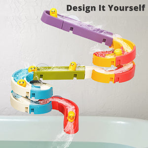 Duck Slide Bath Toys for Kids Ages 4-8, Wall Track Building Set 3+ Year Old, Fun DIY Kit Bathtub Time Birthday Gift for Toddler Boys & Girls