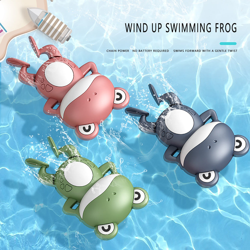 Creativity Child Play In The Water on The Chain Clockwork Swim Backstroke Little Frog Baby Bathe Cute Appease Animal Toy Gift