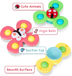 Travel Toys for 1 Year Old Boy Gifts, Suction Cup Spinner Infant Baby Toys 12-18 Months, First Easter Birthday Gifts for One Year Old Girl Toys, Spinning Top Sensory Toys for Toddlers Age 1-3