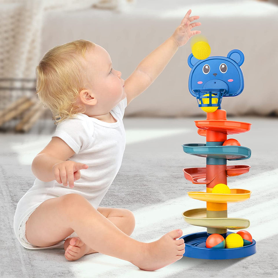 Ball Tower for Toddlers, Ball Drop and Roll Tower, Educational Development Toys for 2, 3, 4 Years Old Boys, Girls, Toddler Activities with 6 Balls