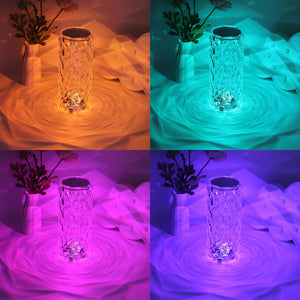 Crystal Lamp,Touch Control Crystal Rose Lamp,Crystal Table Lamp with 16 Colors,RGB Night Light with USB & Remote Control,LED Rose Diamond Touch Lamp for Bedroom, Rechargeable Rose Light, Birthday Gift