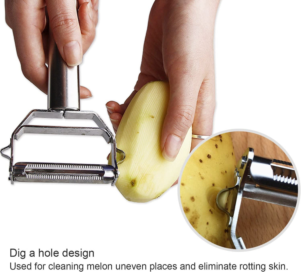 Peeler Stainless Steel Cutter Slicer with Cleaning Brush Pro for Carrot Potato Melon Gadget Vegetable Fruit