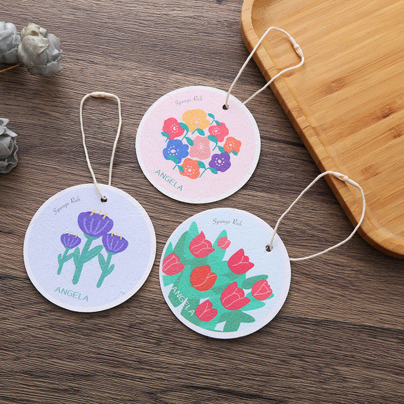 Round Cartoon Flowers, Wood Pulp, Cotton Sponge, Compressed Water Absorption, Wood Pulp, Cotton Brush, Kitchen Rag