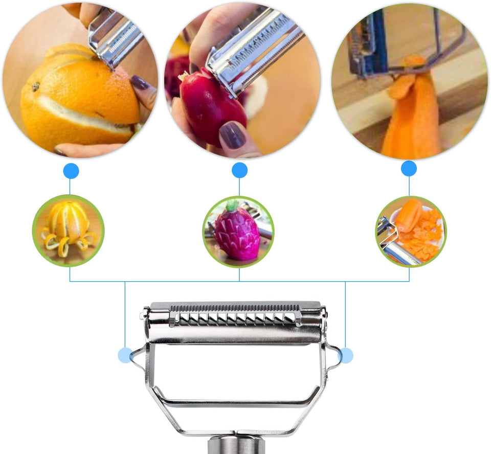 Peeler Stainless Steel Cutter Slicer with Cleaning Brush Pro for Carrot Potato Melon Gadget Vegetable Fruit