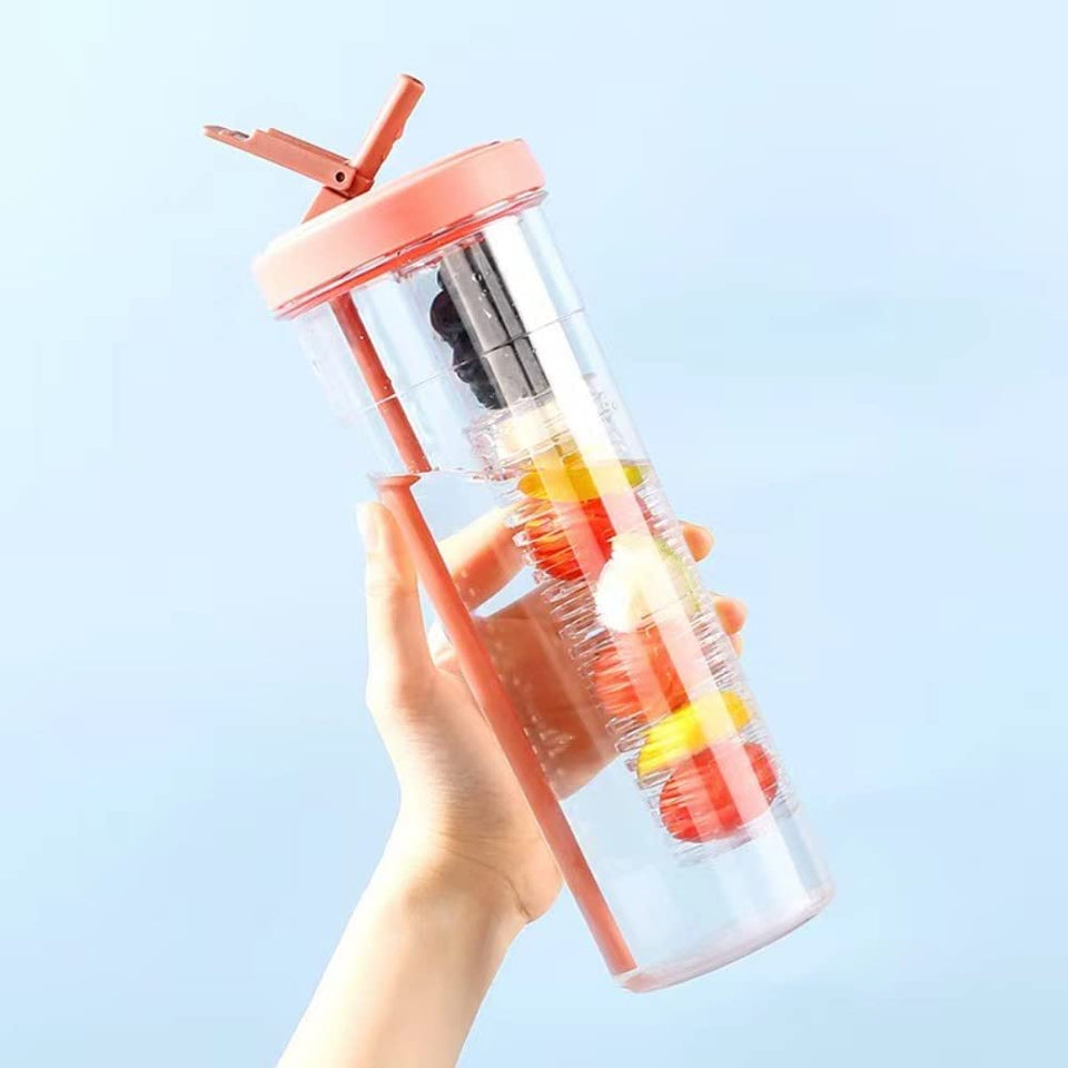 30 OZ Foldable Straw Water Bottle, Fruit Infuser Water Bottle with Straw, Reusable Water Bottles, Simply Modern Water Bottle Leak Proof & Shatter-Proof for Indoor & Outdoor