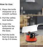 Diamond Edge Mini Knife Sharpener - Easy to Use Kitchen Sharpening Tool to Sharpen Kitchen Knives, Serrated, or Dull - Diamond Knife Sharpener with Powerful Suction Cup & Safety Lock