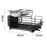 11 code Large Dish Drying Rack,2-Tier Dish Racks for Kitchen Counter,Detachable Large Capacity Dish Drainer Organizer with Utensil Holder, Dish Drying Rack with Drain Board,Black