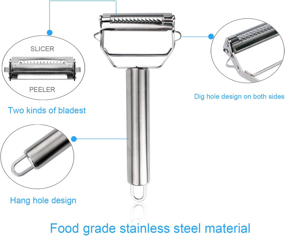 Peeler Stainless Steel Cutter Slicer with Cleaning Brush Pro for Carrot Potato Melon Gadget Vegetable Fruit