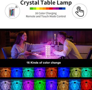 Crystal Lamp,Touch Control Crystal Rose Lamp,Crystal Table Lamp with 16 Colors,RGB Night Light with USB & Remote Control,LED Rose Diamond Touch Lamp for Bedroom, Rechargeable Rose Light, Birthday Gift