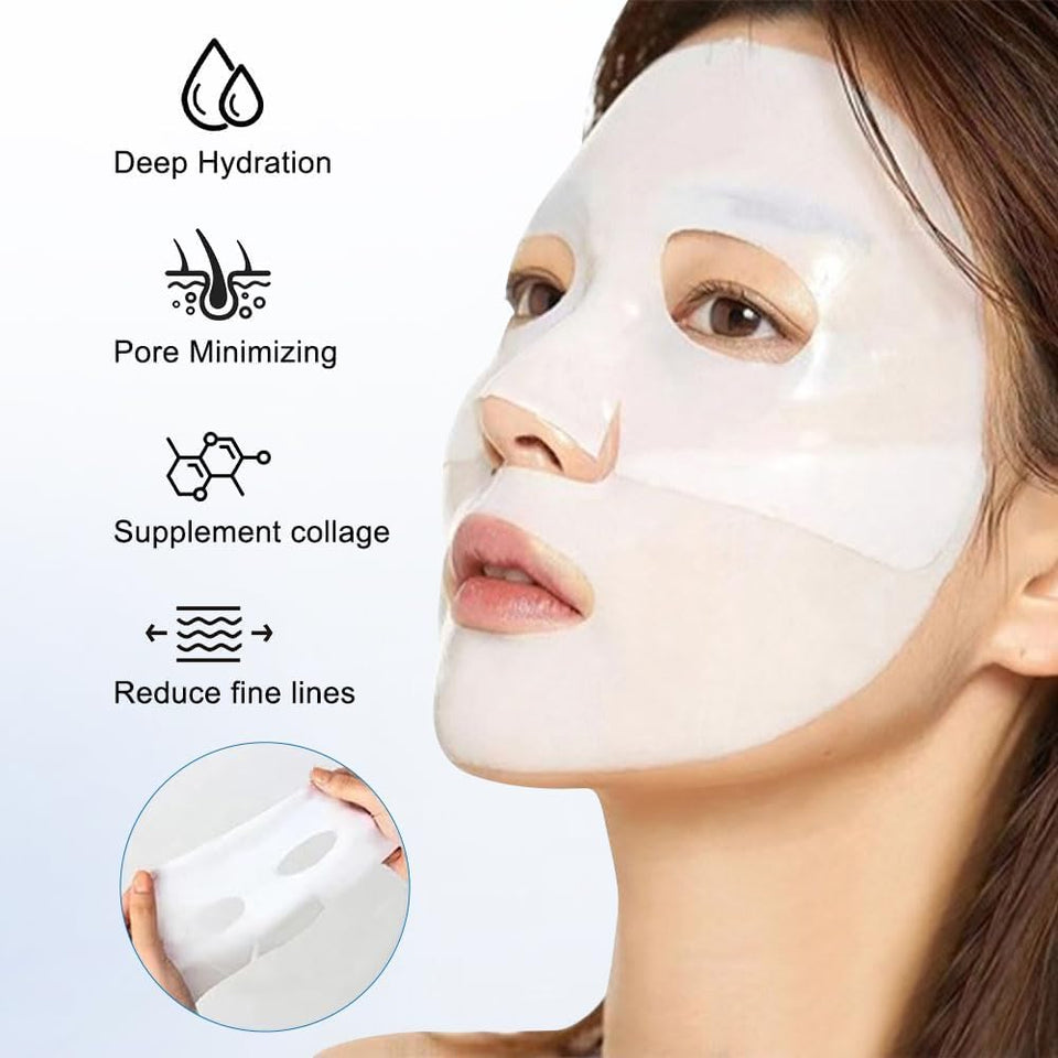 Collagen Mask,Anti Wrinkle Mask,  Bio Collagen Face Mask, Bio-Collagen Deep Mask, Face Mask Pure Collagen Films Korean Deep Hydrating Firming Overnight Hydrogel Mask