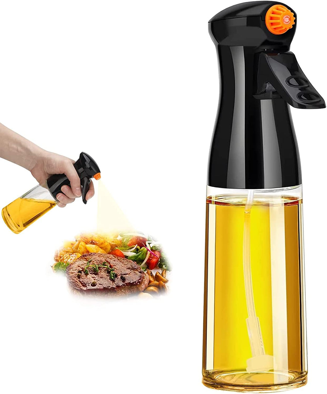 210ml Glass Olive Oil Sprayer for Cooking - Oil Dispenser Bottle Spray Mister - Refillable Food Grade Oil Vinegar Spritzer Sprayer Bottles for Kitchen, Air Fryer, Salad, Baking, Grilling, Frying