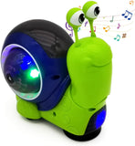 Baby Toddler Electric Snail Toy Cute Electronic Animal Crawl, Play Music, Dazzling Light Kids Birthday (Green)