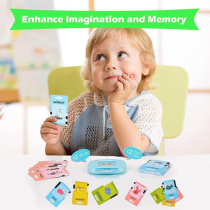 Talking Flash Cards for Toddlers 2-4 Years, 224 Sight Words Pocket Speech Therapy Autism Sensory Toys for Autistic Childrens, Learning Toys Preschool Educational Gifts for Kids Boys Blue