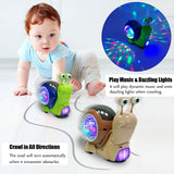 Baby Toddler Electric Snail Toy Cute Electronic Animal Crawl, Play Music, Dazzling Light Kids Birthday (Green)