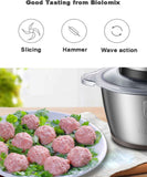Food Processor , Electric Meat Chopper & Vegetable Grinder, Stainless Steel Bowl and Glass Bowl 4 Blades 2 Speed