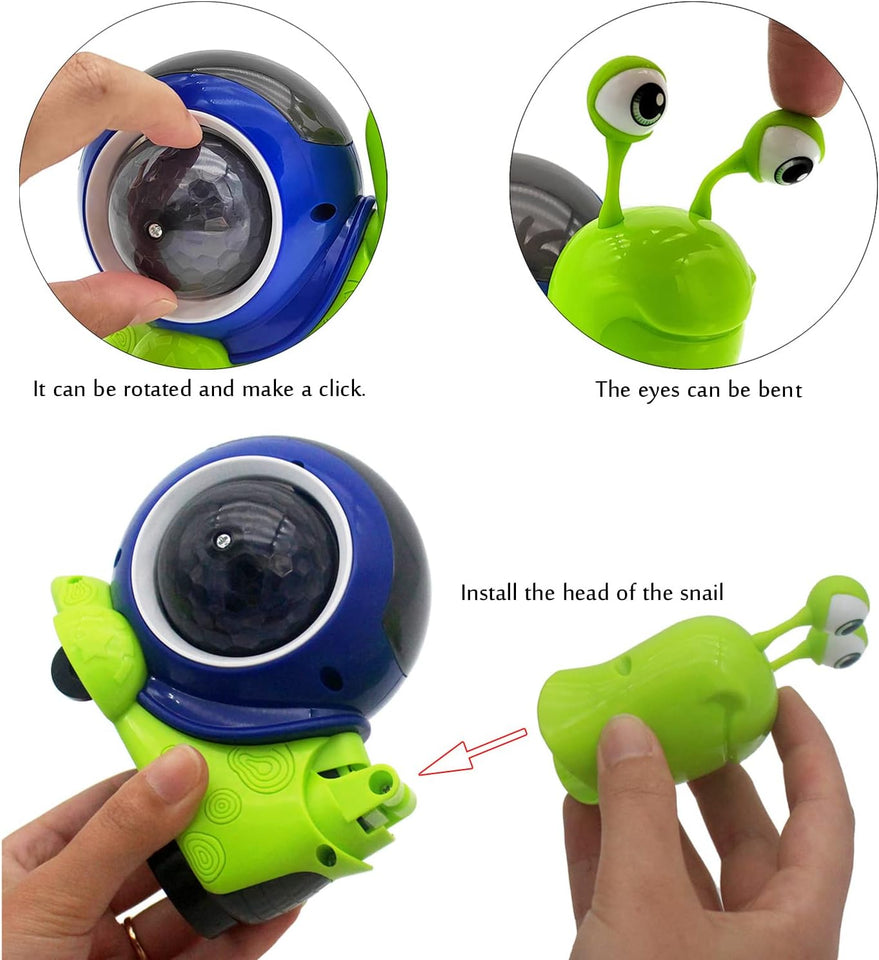 Baby Toddler Electric Snail Toy Cute Electronic Animal Crawl, Play Music, Dazzling Light Kids Birthday (Green)