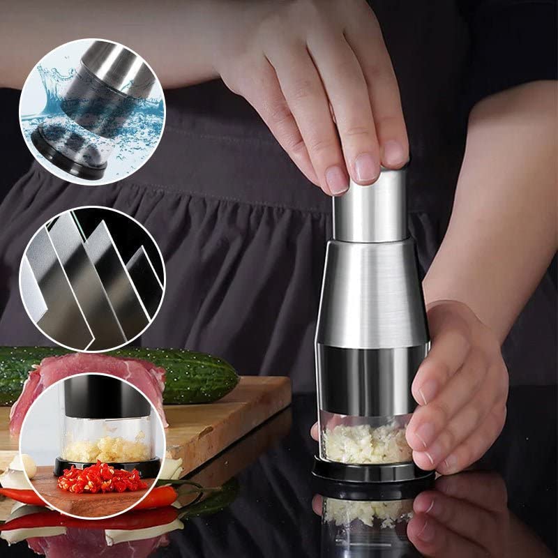 Pressed Garlic Chopper,Food Chopper,multifunctional Manual Onion Chopper Garlic Crusher ,licing Peppers and Onions (1PCS)