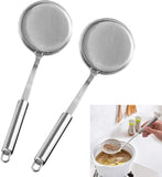 Stainless Steel Skimmer Spoon, Fine Mesh Food Strainer for Skimming, Grease, Gravy and Foam - Hot Pot Fat Skimmer Scoop Filter with Long Handle