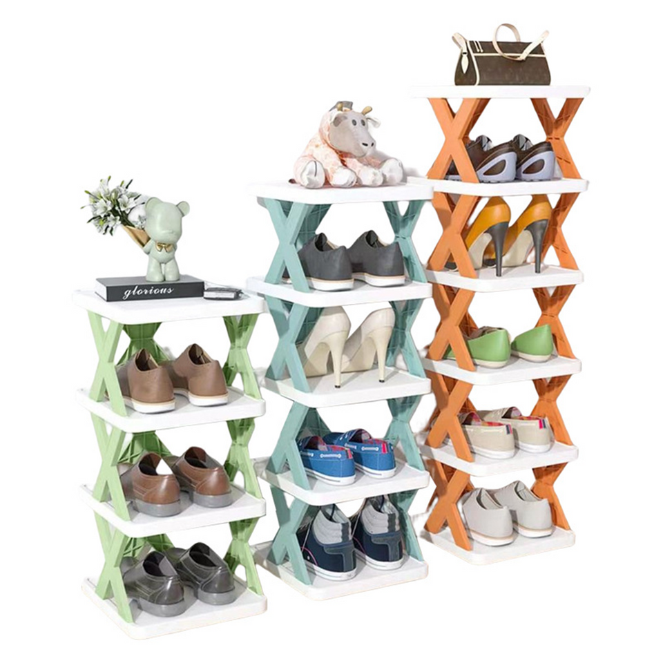 Simple Space-Saving Shoes Shelf Door Color Matching Cabinets Shoe Rack Folding Shoe Cabinet Multi-Layer Shoes Storage Organizer