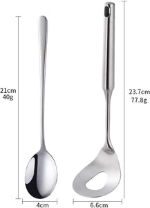 Meatball Spoon Set,2 Pcs 18/8 Stainless Steel Meatball Spoon,Non-Stick Meatball Maker with Long Handle（Silver）
